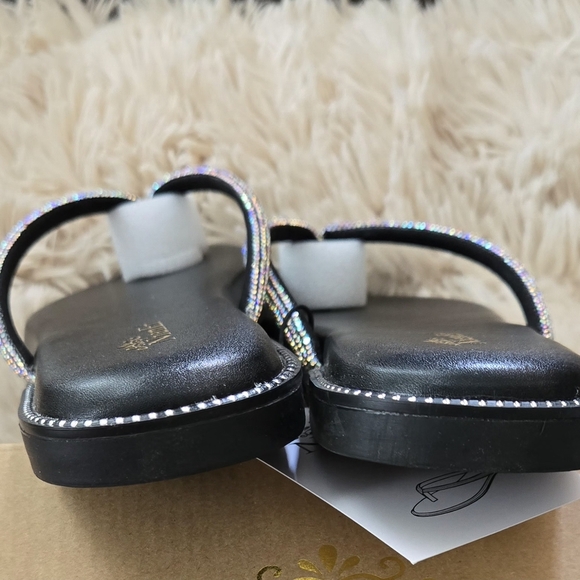 NianEr Womens Microfiber Leather Sparkly Dress Flip Flops #871 - Picture 5 of 12